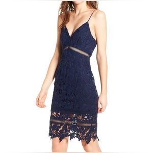 ASTR the Label Navy Lace Midi Dress
